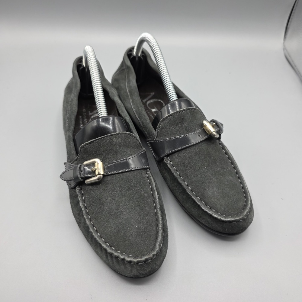 AGL‎ Loafers Womens 36.5 Gray Leather Buckle Moccasin Driving Shoes Flats